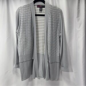 Peck & Peck Silver Thread Gray White Women's Sweater Cardigan Jacket Sz M